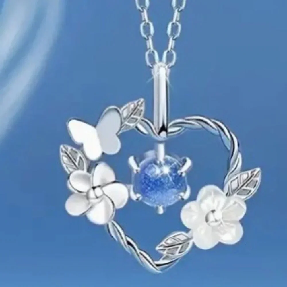 Elegant Heart Pendant Necklace with Floral Detail | Trendy Gift for Young Girls